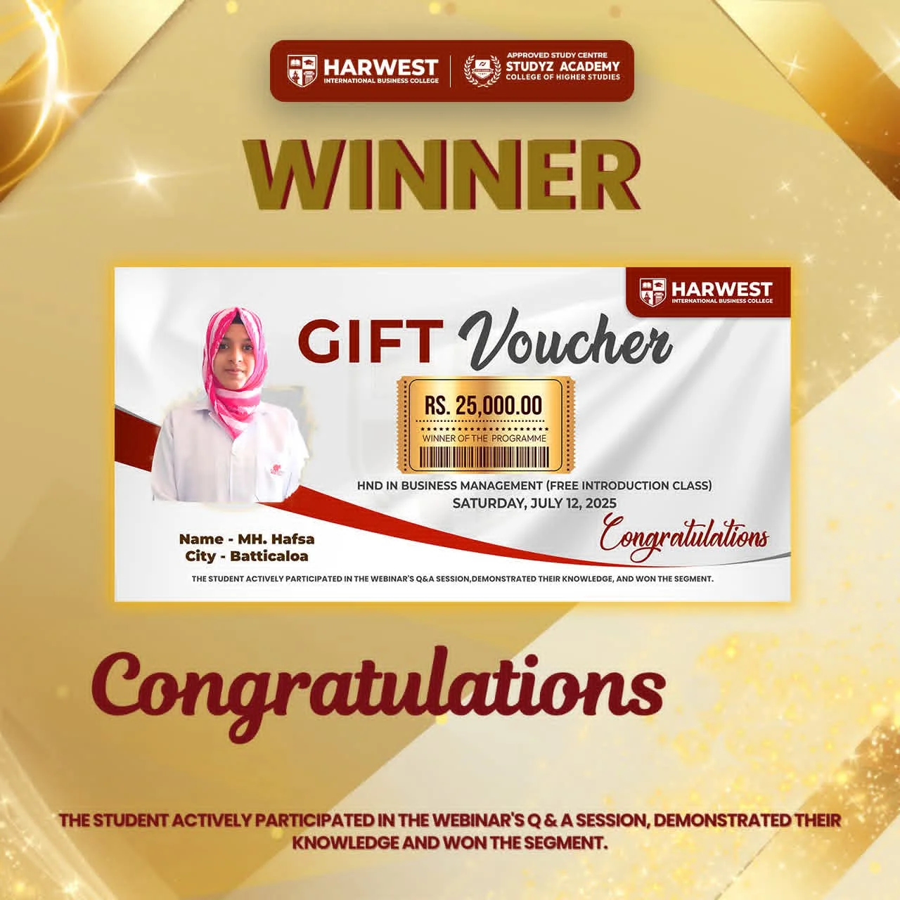 HND in Business Management Free Introduction class Winner