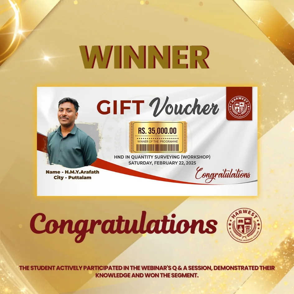 HND in Quantity Surveying Workshop Winner