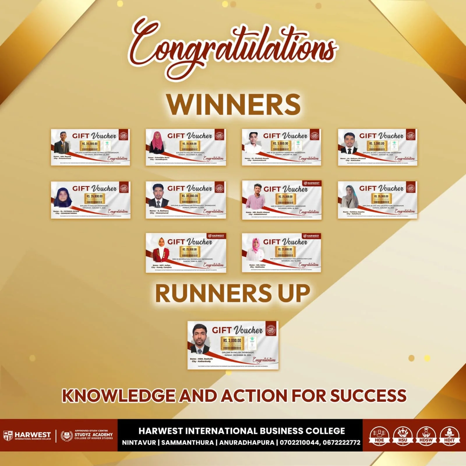 Knowledge and Action for Success series winners