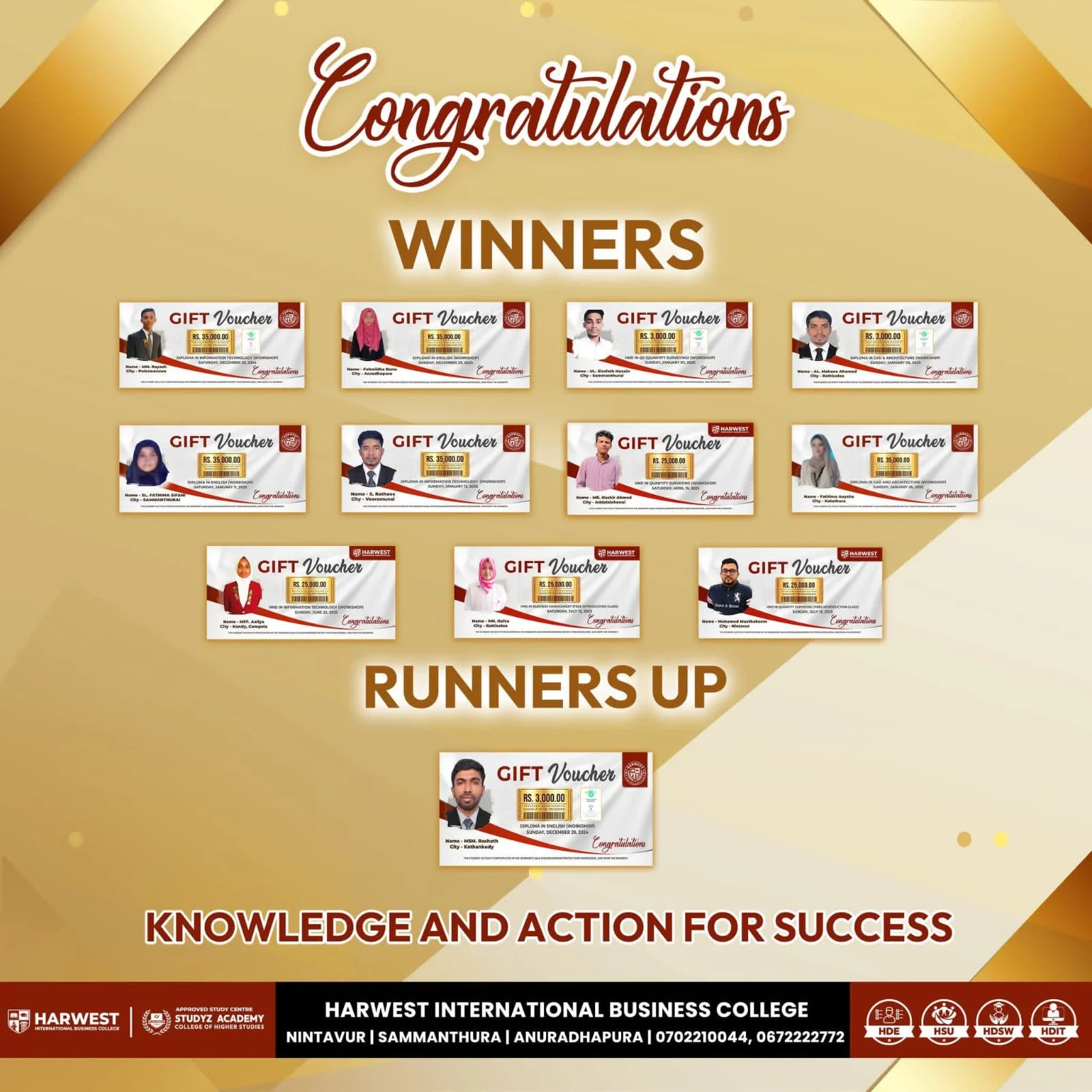 Knowledge and Action for Success series winners