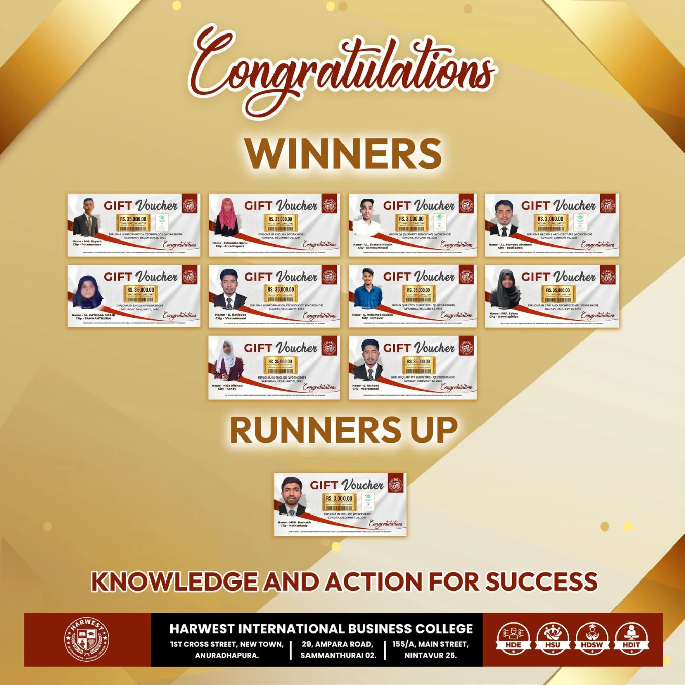 Knowledge and Action for Success Series Winners